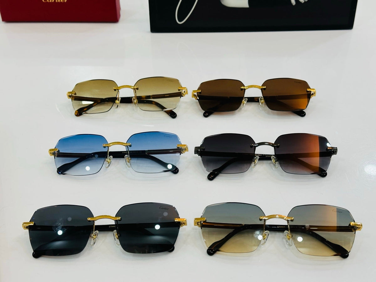 CARTIER SIGNATURE C DE RECTANGULAR FRAME SUNGLASSES CT0483S IN METAL AND WOODEN