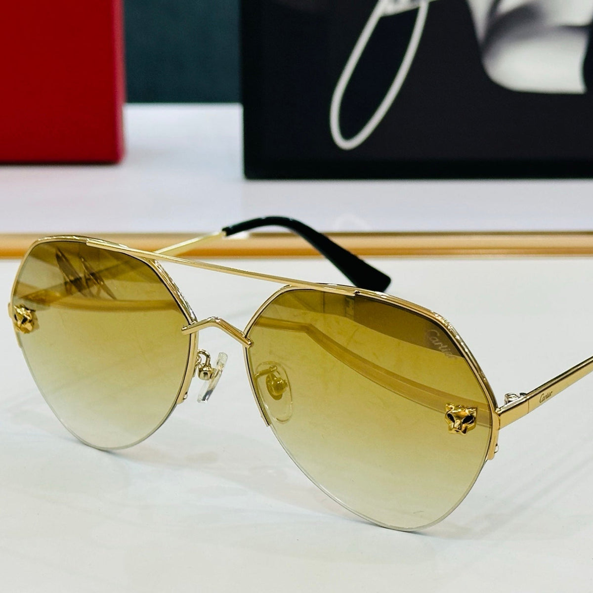 CARTIER SIGNATURE C DE AVIATOR FRAME SUNGLASSES CT0355S IN METAL
