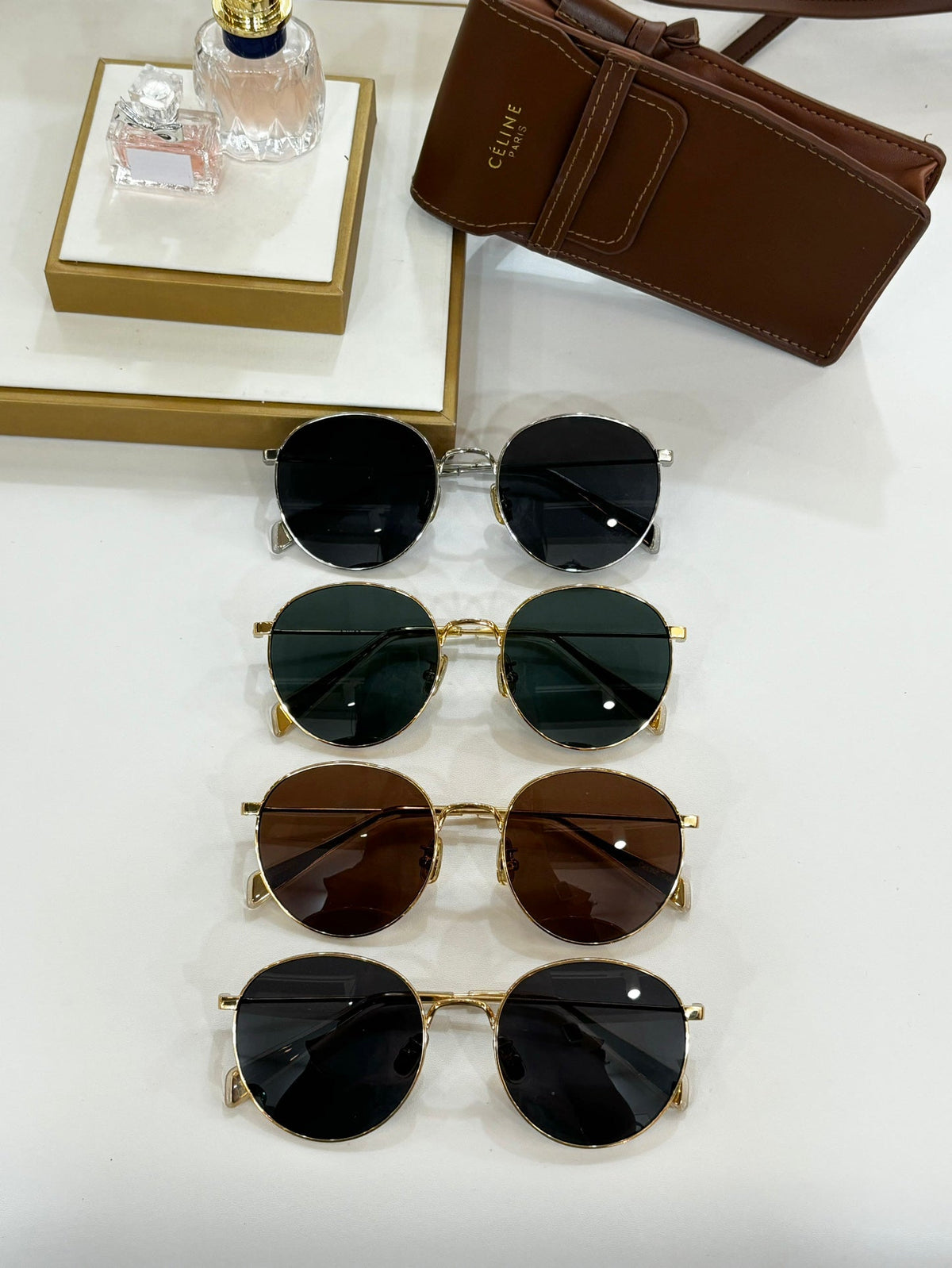 CELINE SUNGLASS CL40100 IN METAL MINERAL GLASS LENSES