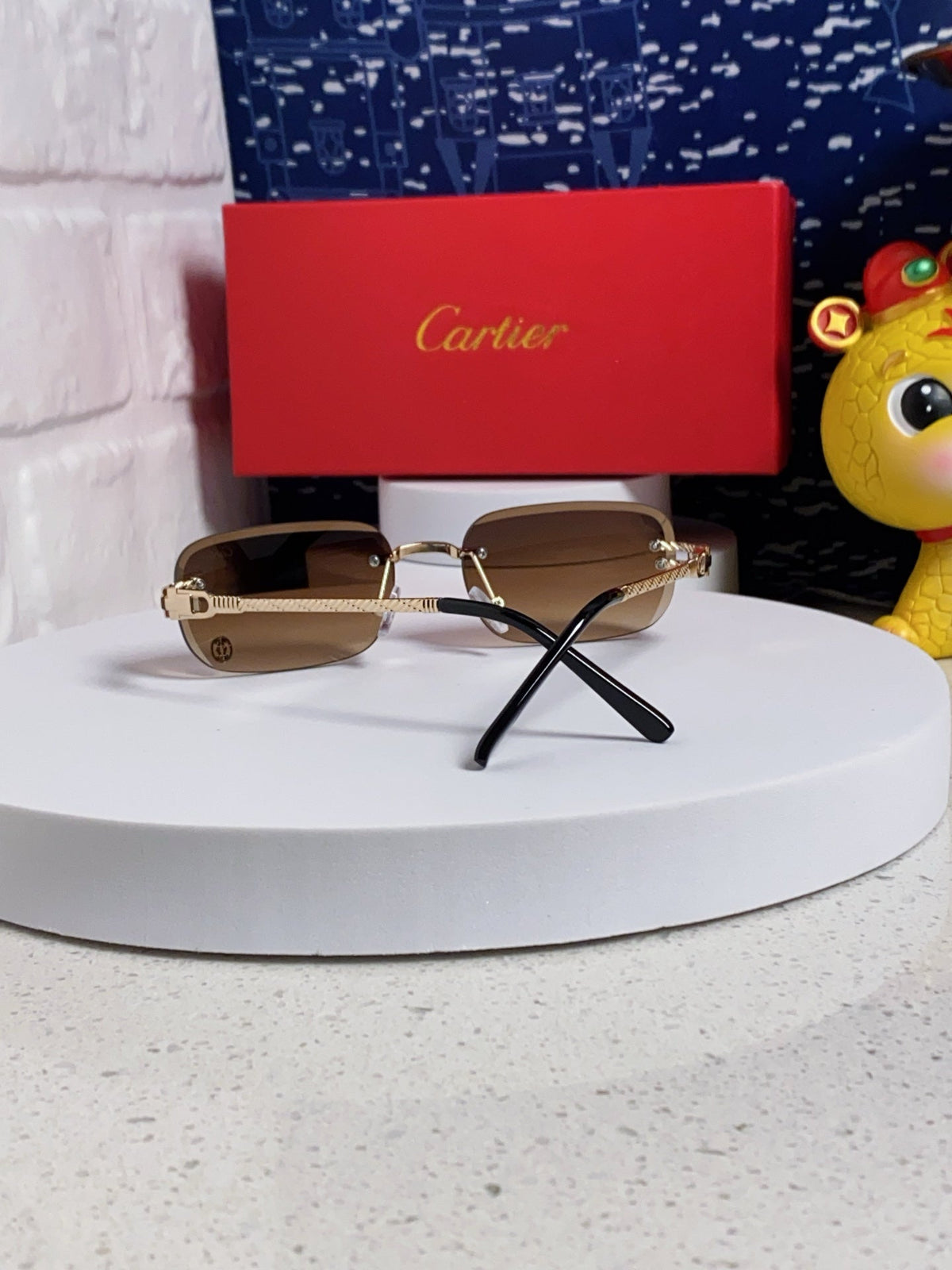 CARTIER SIGNATURE C DE RECTANGULAR FRAME SUNGLASSES 533233 IN METAL