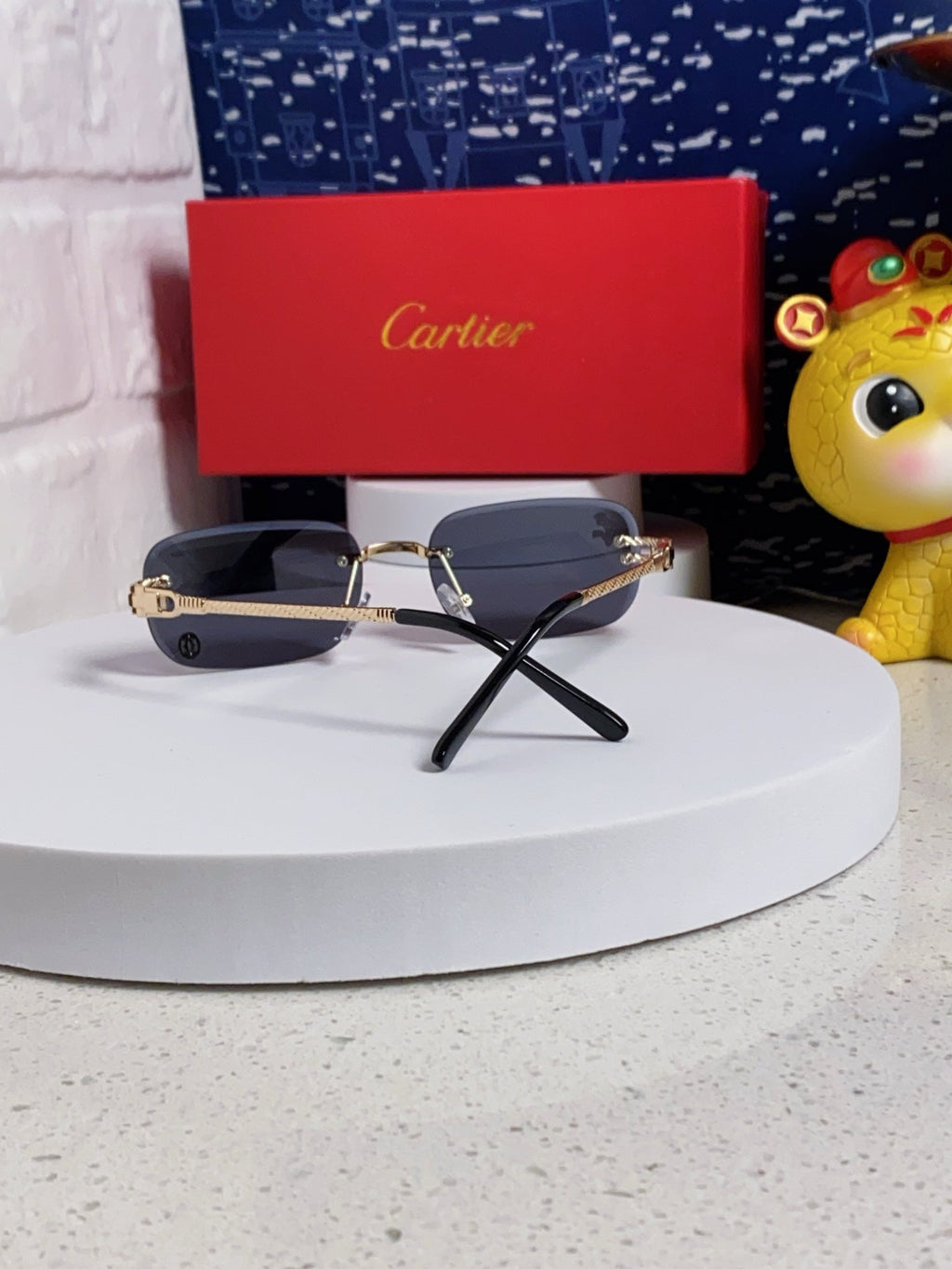 CARTIER SIGNATURE C DE RECTANGULAR FRAME SUNGLASSES 533233 IN METAL