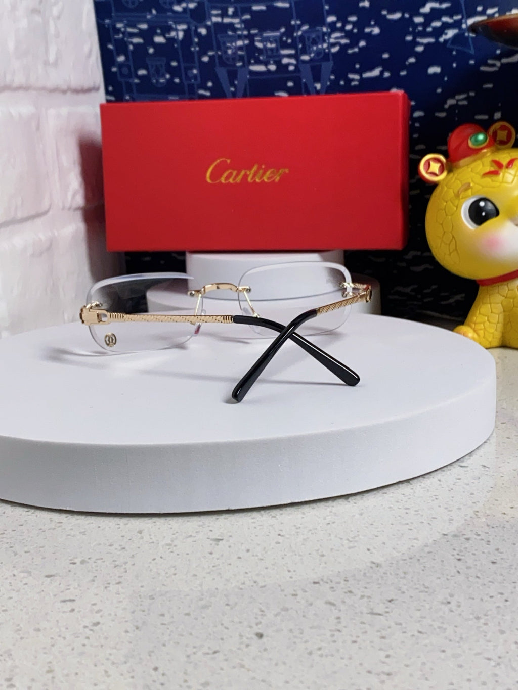 CARTIER SIGNATURE C DE RECTANGULAR FRAME SUNGLASSES 533233 IN METAL