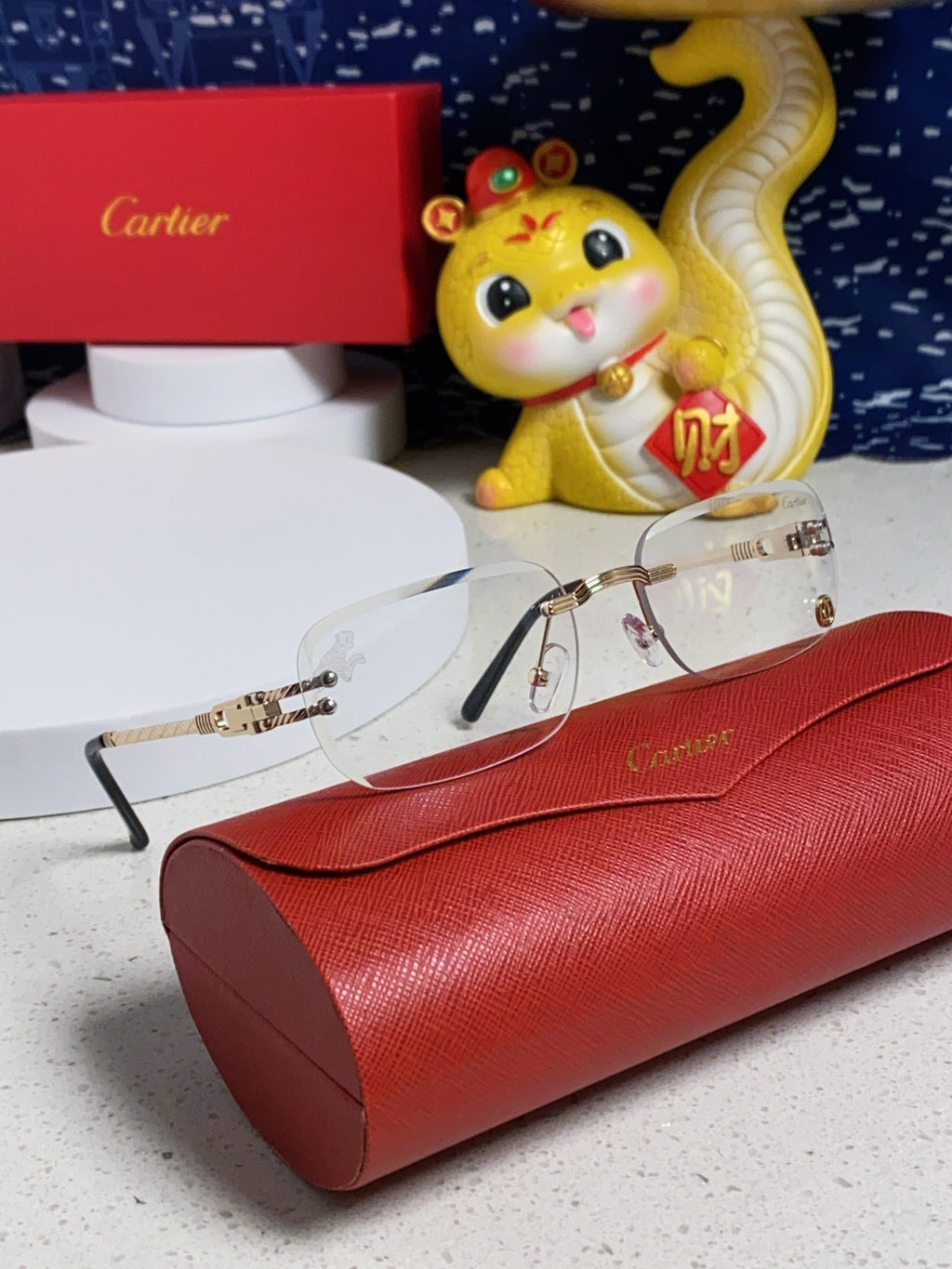 CARTIER SIGNATURE C DE RECTANGULAR FRAME SUNGLASSES 533233 IN METAL